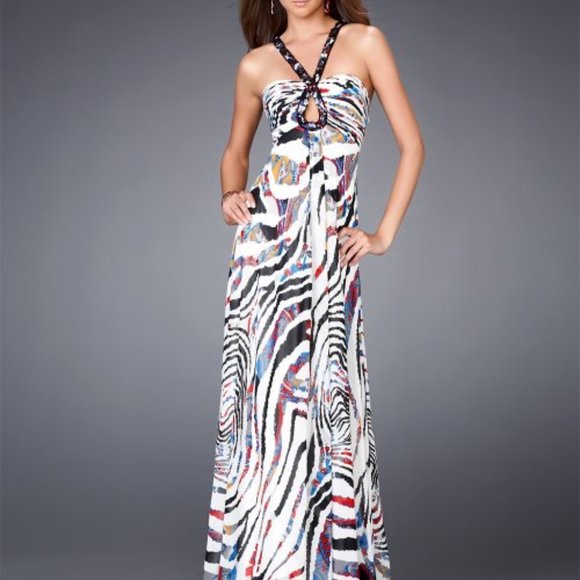 Dresses & Skirts - Black & White Zebra Cutout Gown